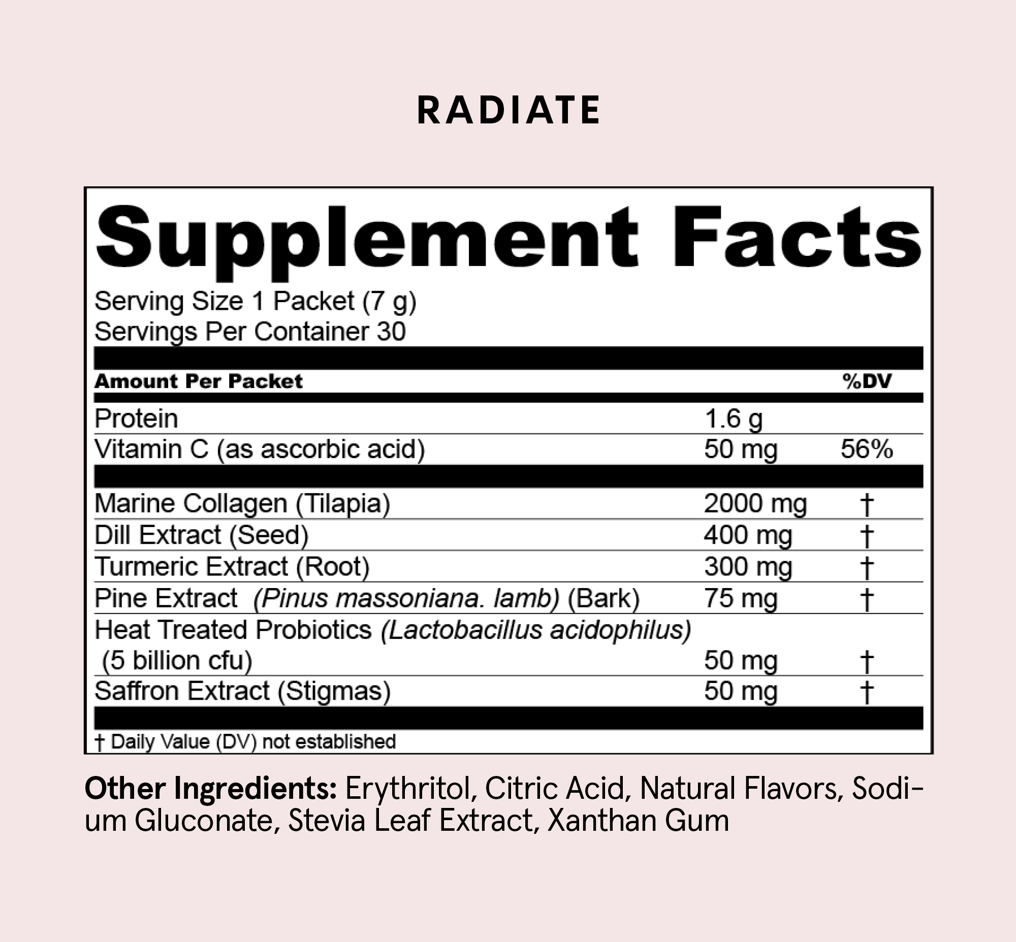 Radiate collagen support – 30 day supply